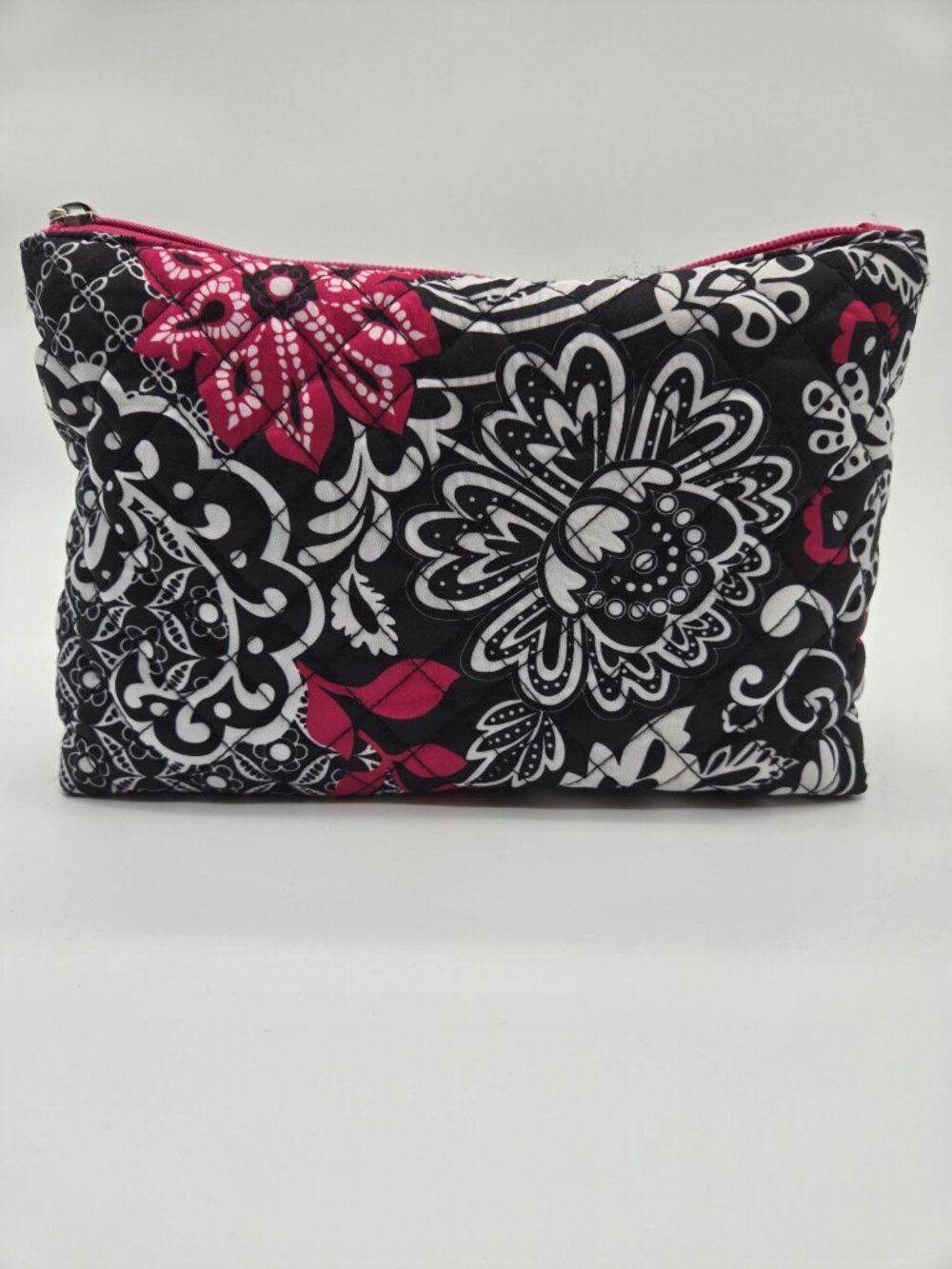 Modella Black Pink Makeup Bag Travel Cosmetic Pouch Floral Zip Organizer Case